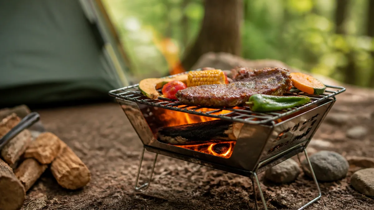 ミニBBQグリル｜焚き火も調理もこなすダイソー焚き火台の万能型の解説画像
