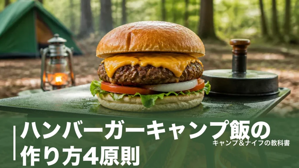 ハンバーガーキャンプ飯の作り方4原則｜道具6選を450g〜1.2kgの重量順に比較のアイキャッチ画像