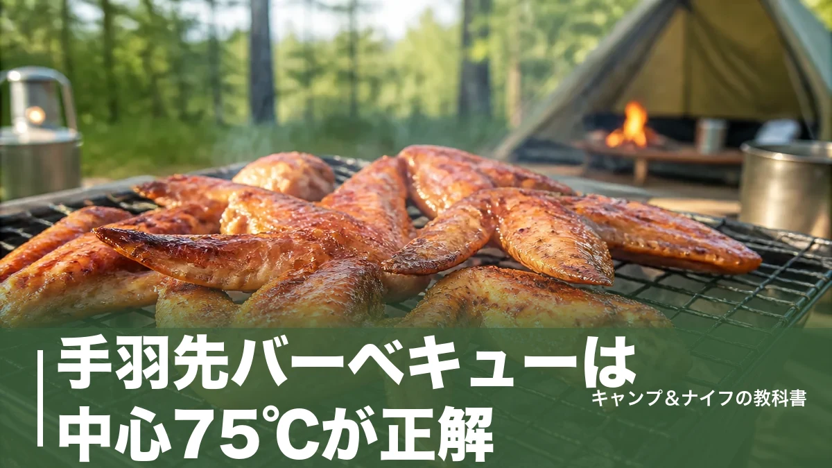 手羽先バーベキューは中心75℃が正解｜炭火で皮パリに焼く手順と味付け4種のアイキャッチ画像