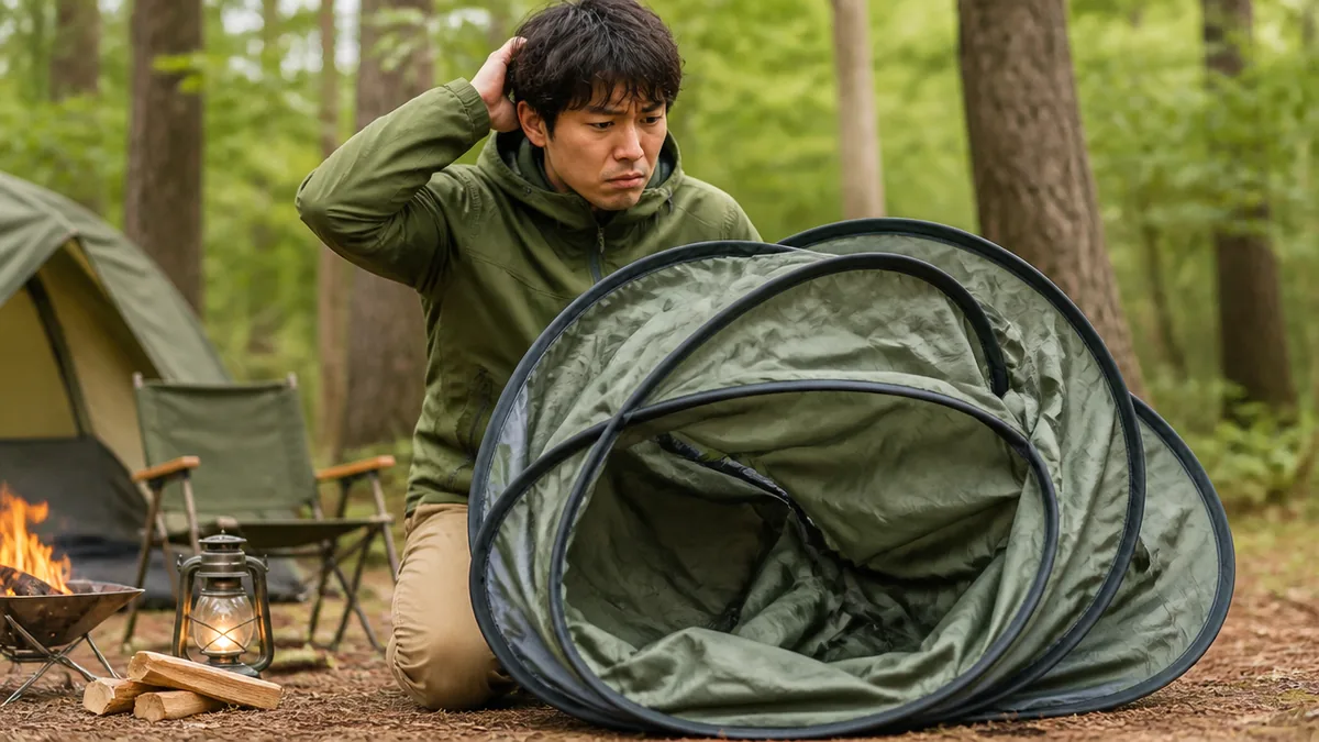 ポップアップテントたためない原因は「ねじれ」と「順番」の2つだけの解説画像